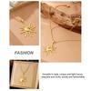 Stainless Steel Golden  Sun Pendant Necklace For Women Girl 2025  Concise Solar Neck Chain Jewelry Gift