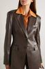AL KHALID Stylish Button Women Brown Party Blazer Classic Real Genuine Lambskin Leather