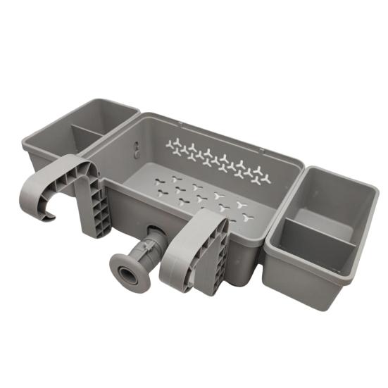 Poolside Storage Organizer with Hook Cup Holder Pool Storage Basket for Above Ground Pools Large Capacity Pool Accessories Holder for