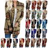 Women's Fashion Casual Nationality Print Medium Length Cardigan Jacket Coat