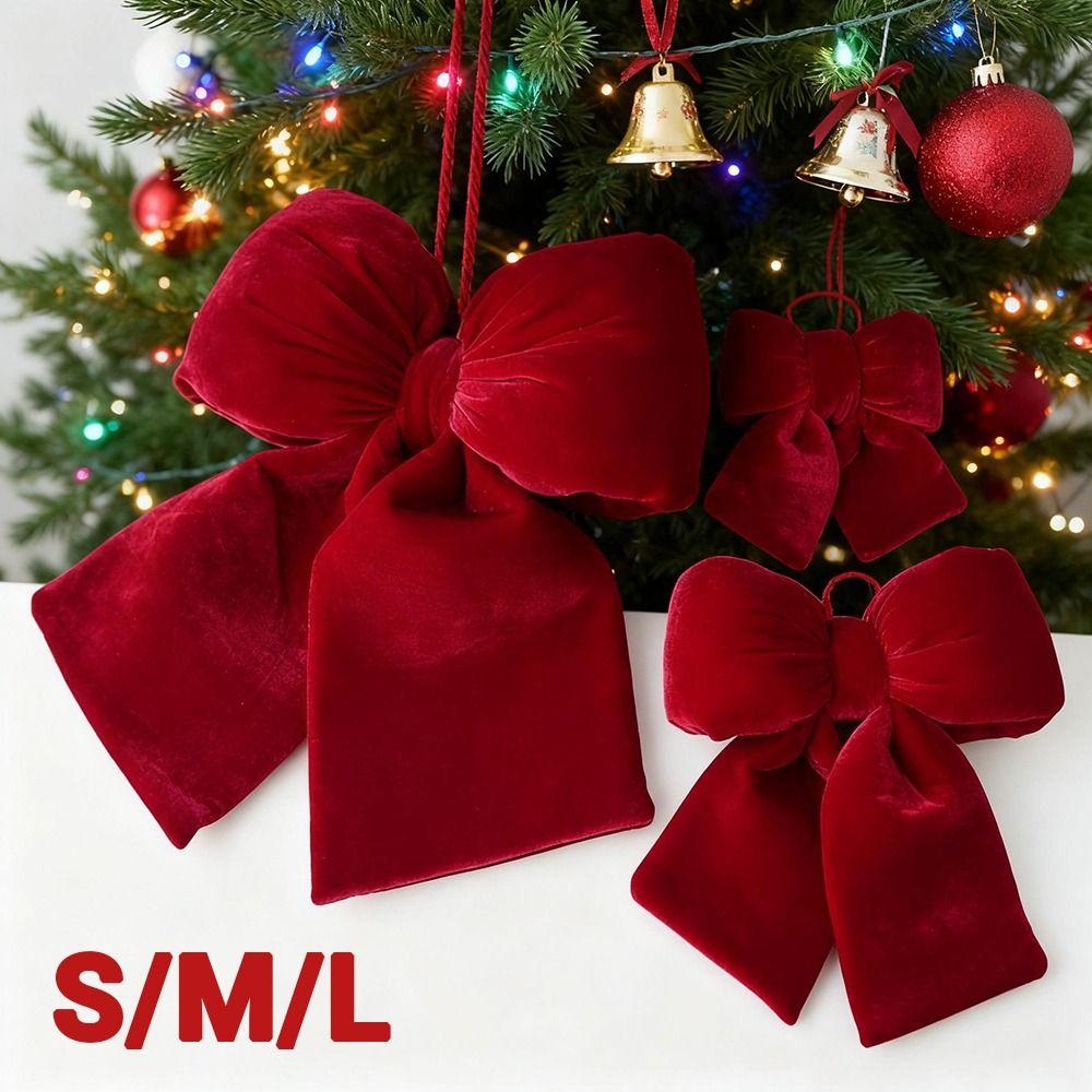 Винтажный Рождественский Красный Бант Подвеска Фланелевый Бант Подвеска для Подвешивания Рождественские Принадлежности для Вечеринки