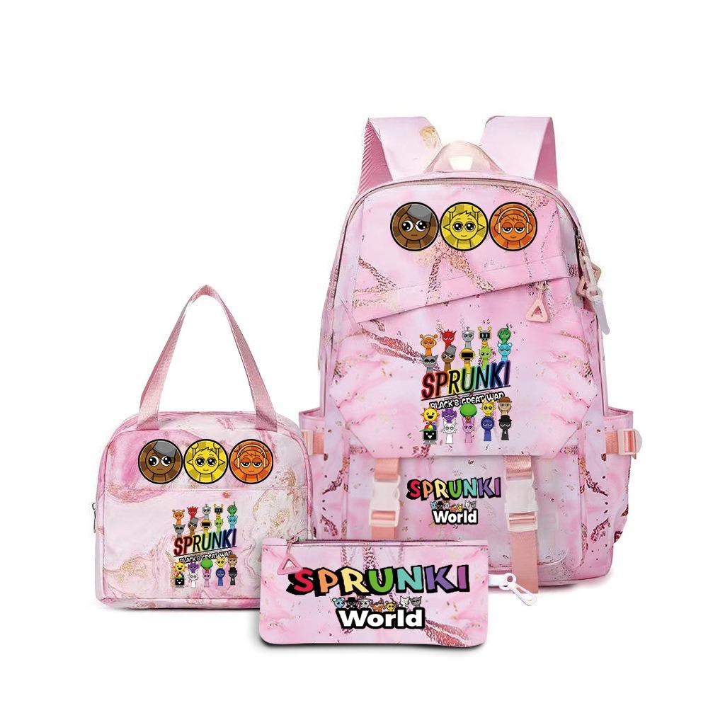 New Rhythm Box Sprunki Music Game Schoolbag Backpack Pencil Case Three-piece Set Student Heat Transfer Backpack D