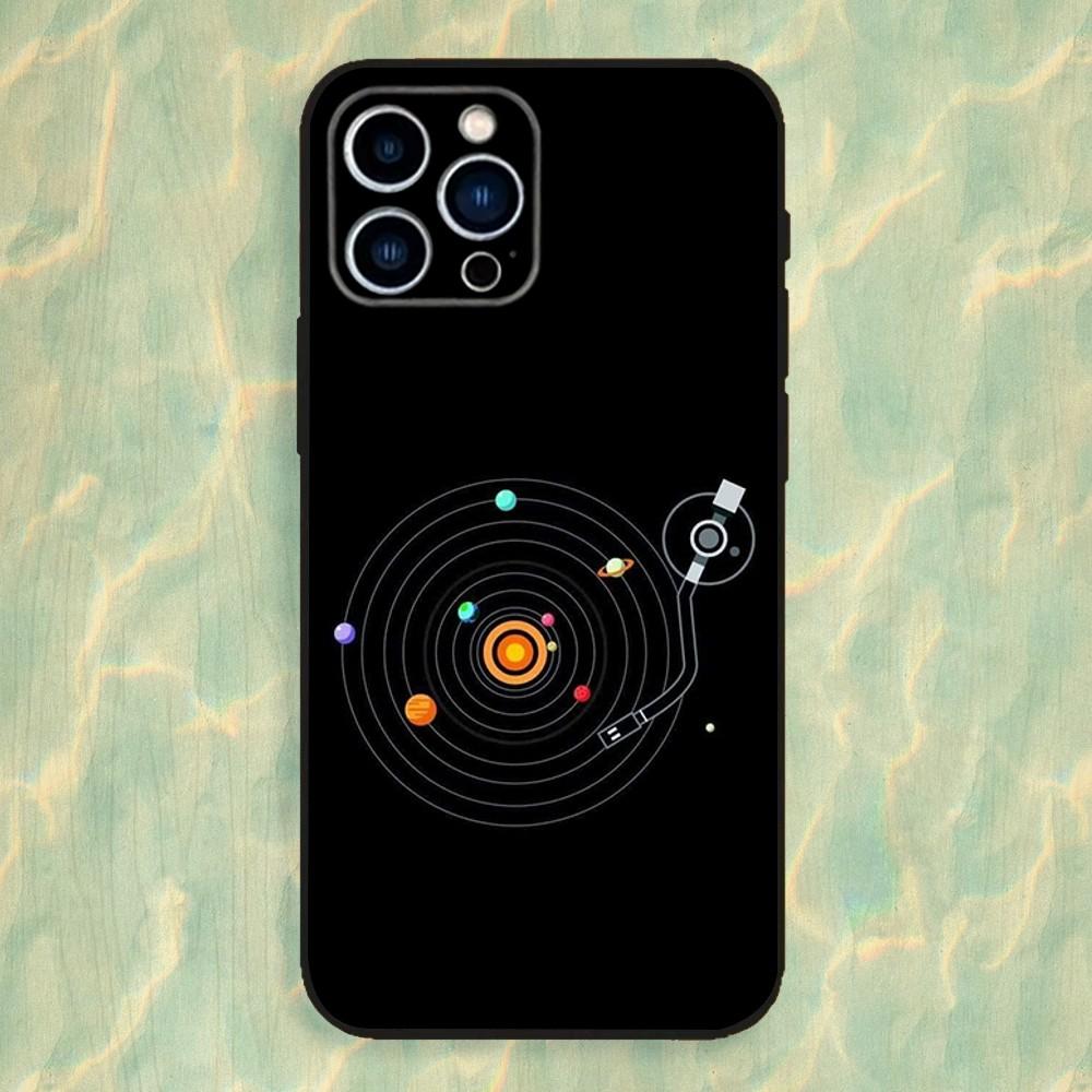 Vinyl DJ Art Record Phone Case For iPhone 16,15,14,13,12,11 Plus,Pro Max,XS,X,XR,SE,Mini,8,7,Soft Silicone Black Cover