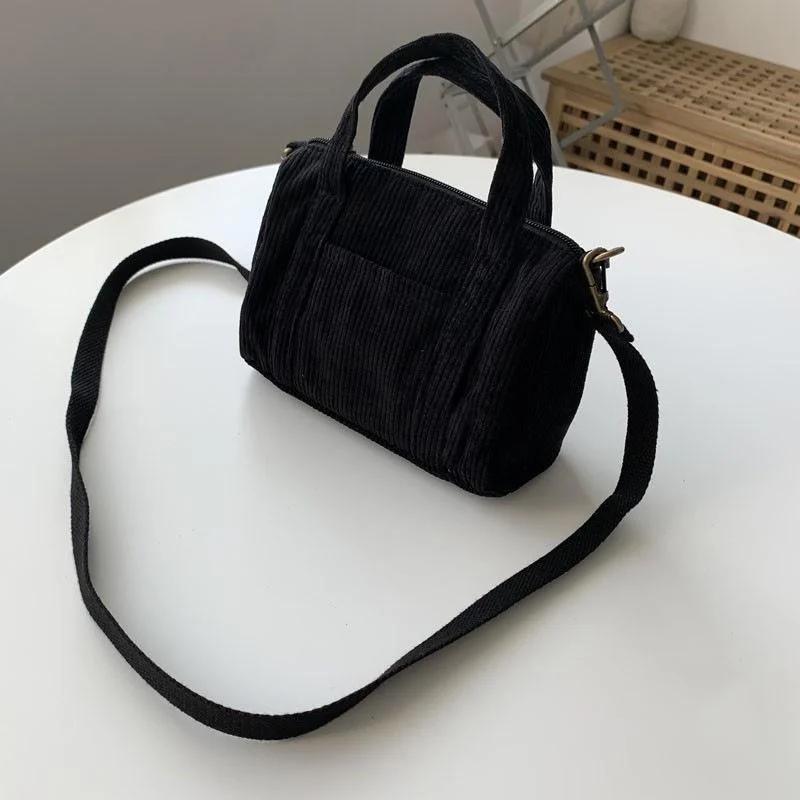 Women's Mini Crossbody Bag Corduroy Shoulder Bag Female Canvas Handbag Zipper Totes Ladies Casual Purse Cloth Pouch For Girl