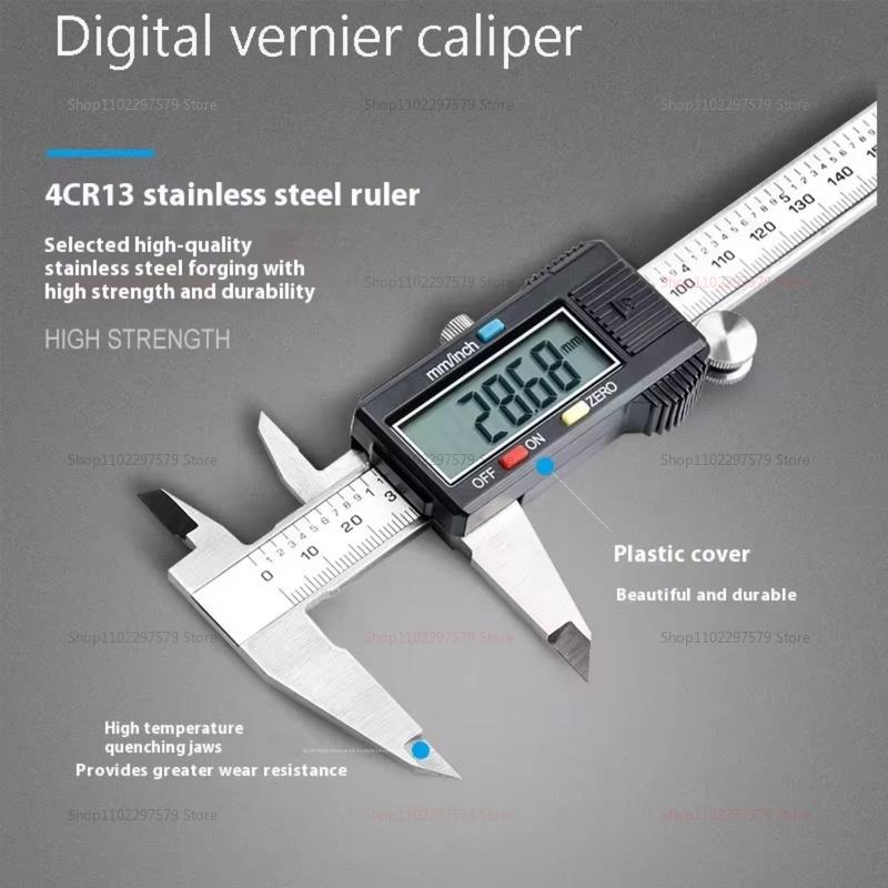 Digital Caliper 0-150mm Stainless Steel Vernier Measuring Tool Precision Electronic Caliper with Plastic Storage Box for Metal