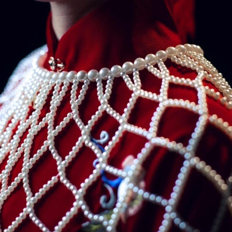 Шарф с искусственным жемчугом, цепочка на тело, ожерелье на плечи, украшения для тела, цепочки из бусин, модный аксессуар для ночного клуба или вечеринки.