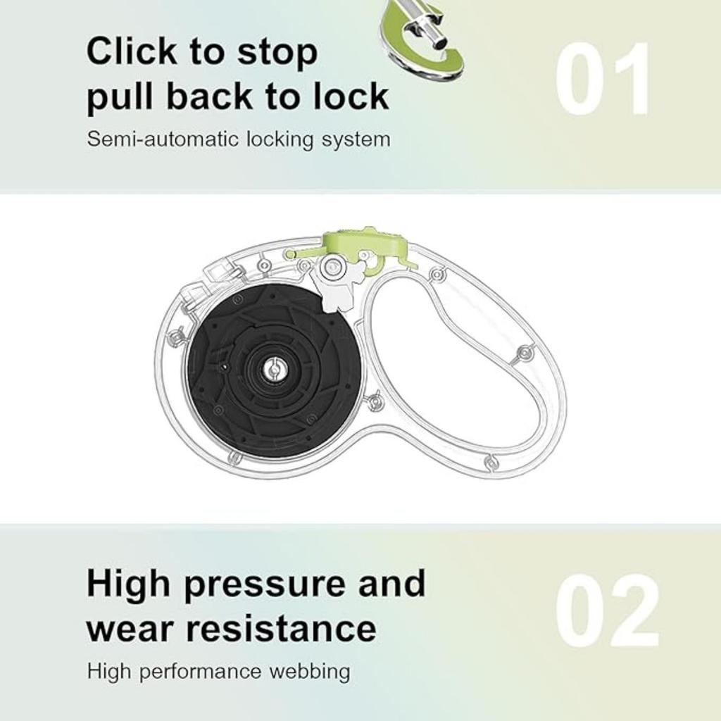 Retractable Dog Leash 5m Heavy Duty Nylon Tape 360° Tangle Free Dog Walking Leash One Touch Quick-Lock Braking Non-Slip Handle for All-Sized Dogs