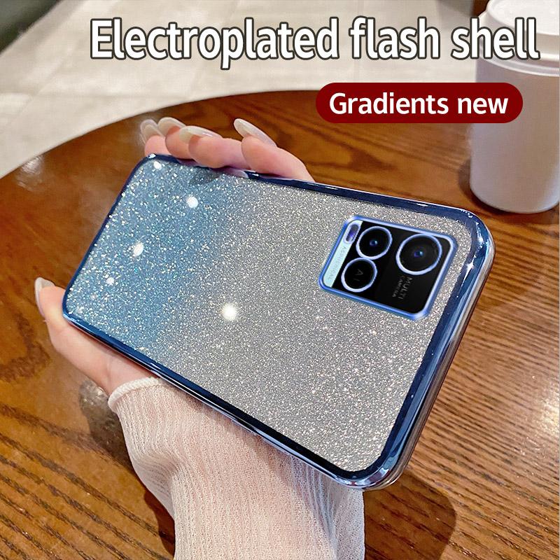 Для Vivo Y33S Чехол Vivo Y33t Y21 Y21S Y21A Y21T Y21E Чехол для телефона Блестящий блестящий силиконовый объектив камеры Мягкая задняя крышка