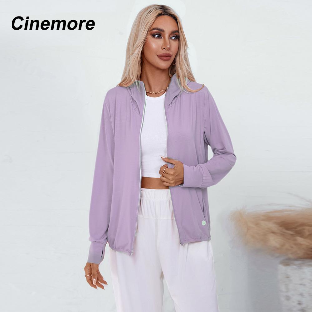 Cinemore Женская летняя модная тонкая солнцезащитная куртка с защитой от ультрафиолета, повседневная ветровка с капюшоном и длинными рукавами, ветрозащитное пальто, верхняя одежда