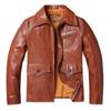 Chinese Size New Vegetable Tanned Goatskin Leather Jacket Men Slim Fit Soft