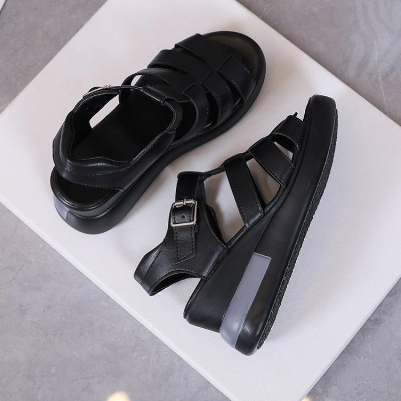 Новые женские сандалии, повседневные римские сандалии с открытым носком на толстой подошве, удобная женская обувь