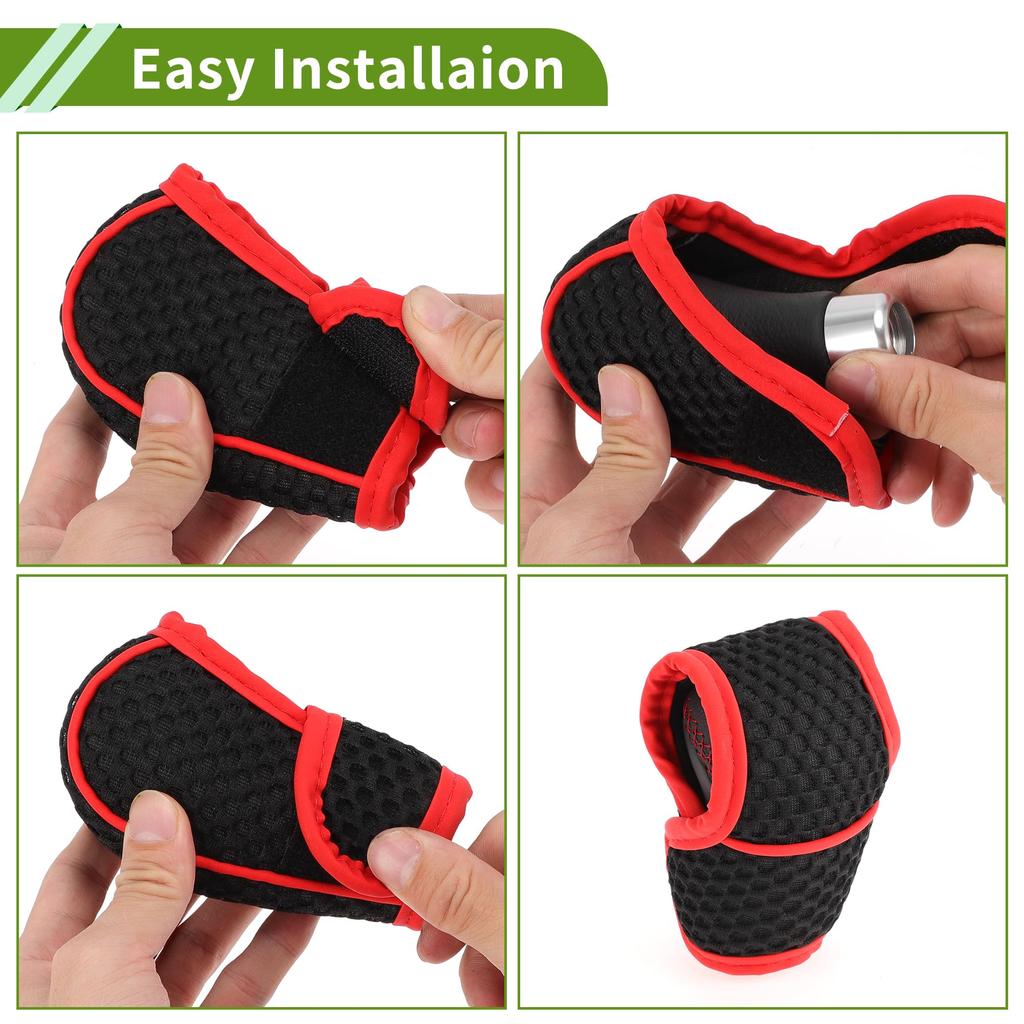 HOPESPANNER Universal Gear Shift Knob Cover Stick Shift Steering Wheel Protector Automotive Fabric 1PCS Anti-Slip Black
