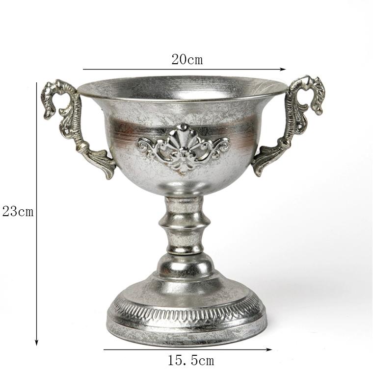 Vintage Classic Silver Iron Flower Vase Decoration Home Room Table Flowerpot Ornaments Office Store Flower Arrangement Crafts