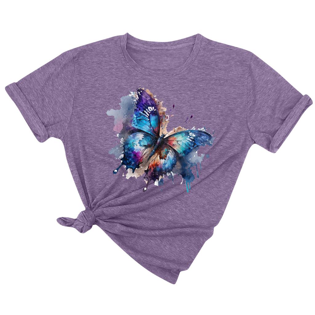 Женская модная повседневная футболка с коротким рукавом и круглым вырезом с принтом, пуловер, топ