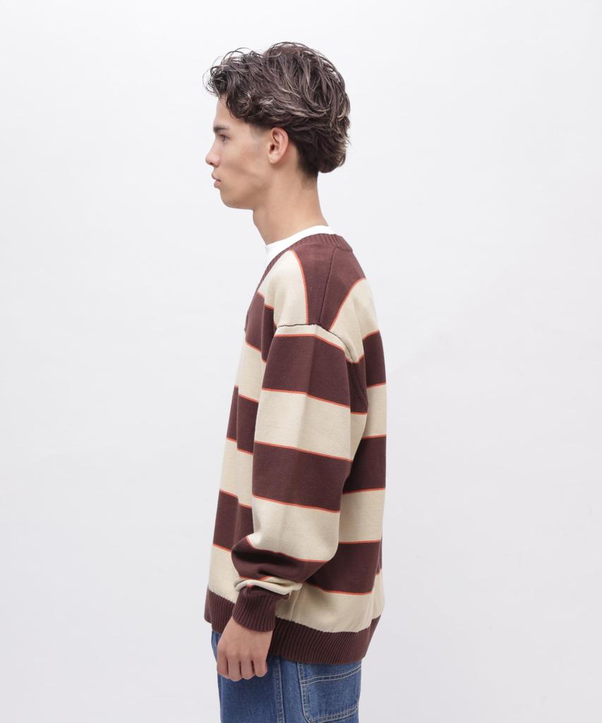AVIREX V-NECK BORDER KNIT Men's M 050 Braun 783-4240006