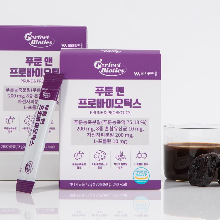 Vitamin Village Perfect Biotics Taylor Prune & Probiotics Lactobacillus Prune Juice 30 пакетиков, 6 упаковок, корейское здоровье