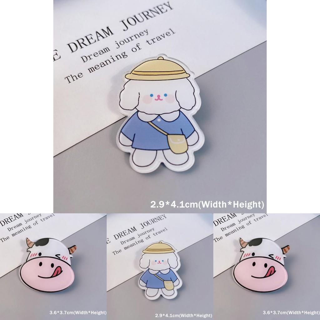 Очаровательные мультяшные броши в виде собаки, кролика и коровы для украшения рюкзака и сумки