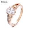Lindon Classic Copper Alloy Zircon Ring Ladies Jewelry Wedding Promise Party Gift