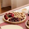 Round Wooden Divided Fruit Tray Nut Platter Food Storage Tray Fruit Snack Plate  Serving Platter