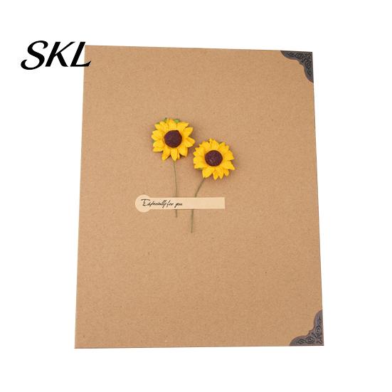 Retro Design Photo Album Sunflower DIY Scrapbook Album, Paste-In Memory Book with Thick Blank Pages, Creative Handmade Craft Keepsake for Travel