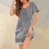 Женские летние платья с коротким рукавом, льняные повседневные футболки, пляжные платья-миди, сарафаны с карманами