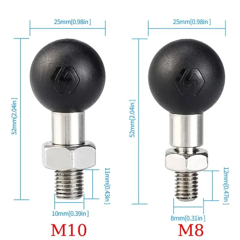 1 Inch M10 M8 Male Thread Mount M10 M8 Screw Mounts Mirror Seat Ball Head M8 M10 Ball Head Adapter for Motorcycle Phone Holder
