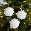 White Petal Christmas Ball Ornament with Sticky Powder Foam Decor for Festive Tree and Atmosphere.