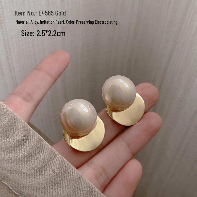 Elegant Imitation Pearl Stud Earrings – Luxury, Versatile Style for Women