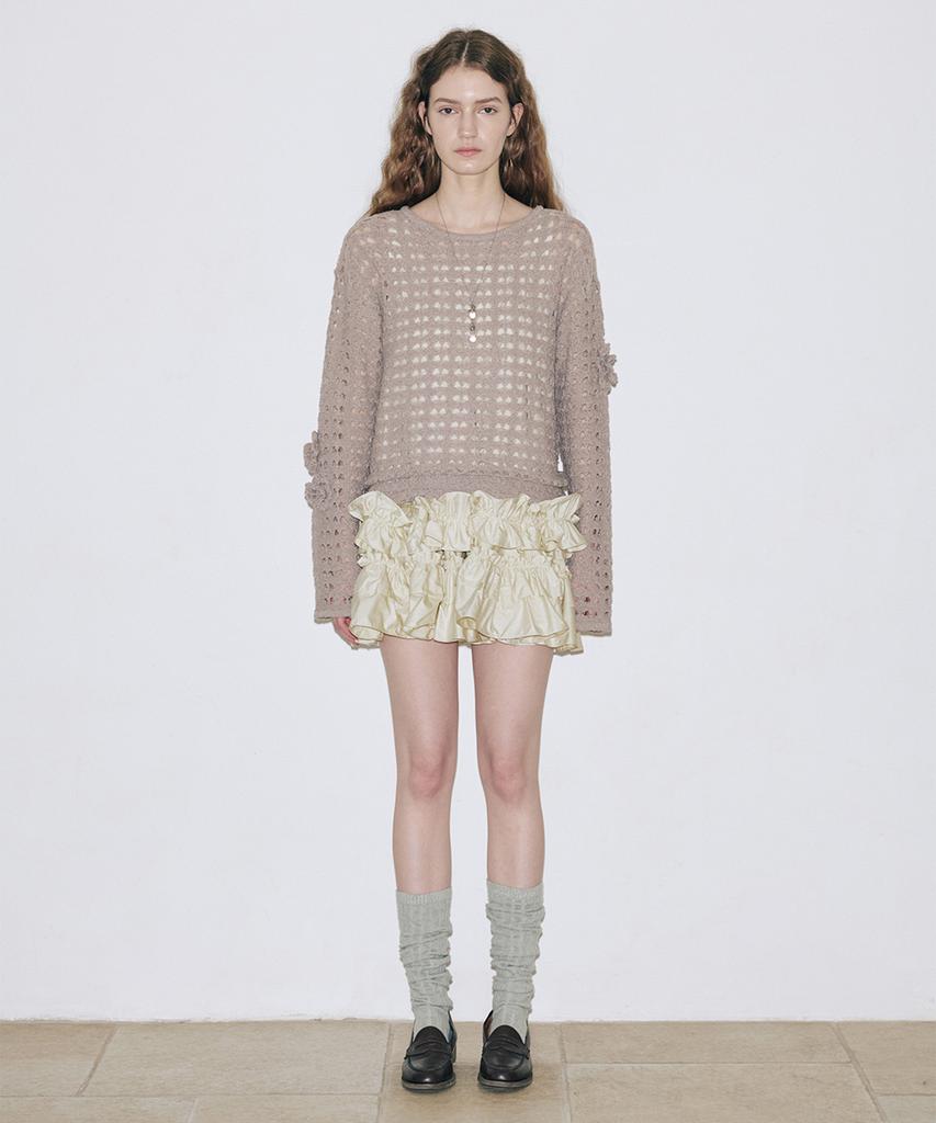 SINOON Flower Crochet Knit (Ash Brown)