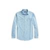 Polo FW23 Logo Print Button-Down Long Sleeve Shirt Men Shirts Blue MNPOWOV16823095-999