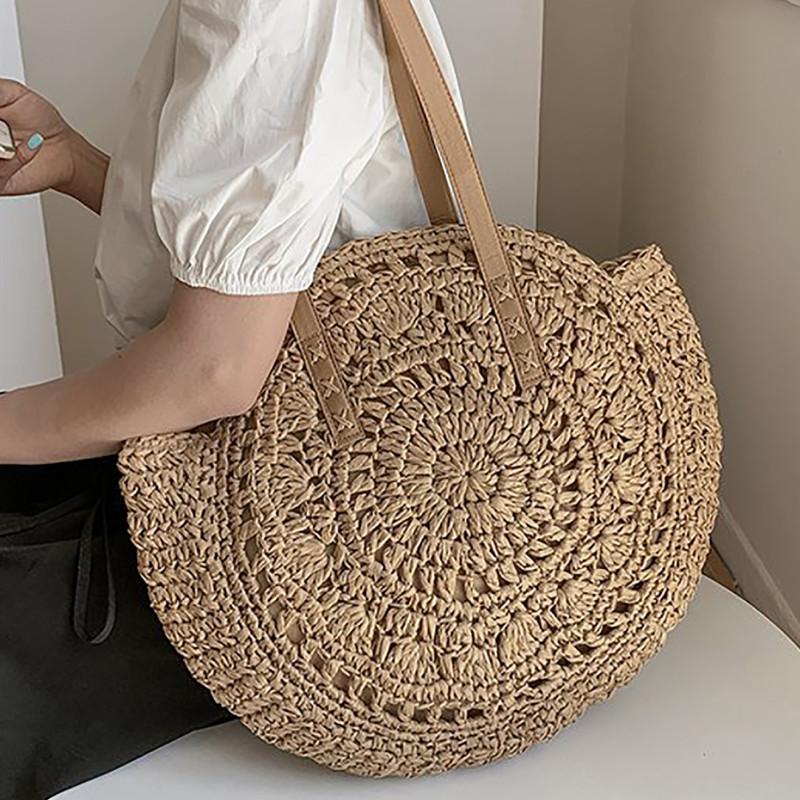 Beach Bags for Women Big Straw Handbag Hollow Flower Designer Female Shoulder Bag