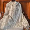 YI Line Retro White Lace Trumpet Sleeve Top - Niche Chic Women's Fashion Shirt