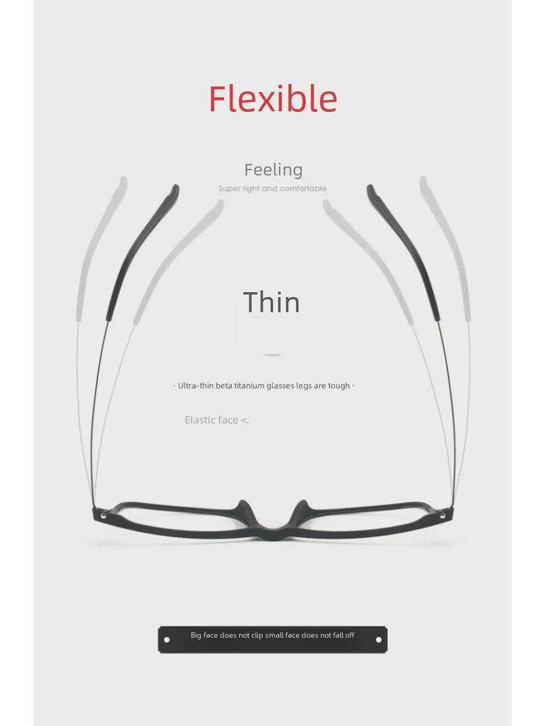 Men's Ultra-Light Pure Titanium Myopia Glasses Frame - Comfortable, Full-Frame with Elastic Paint 9827