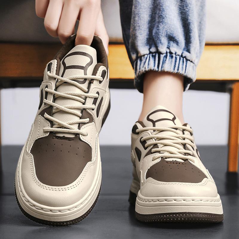 Fashion 2025 New Men's Shoes Breathable White Shoes Men's Trendy Versatile Thick Soled Low Cut Sneakers Casual Board Shoes