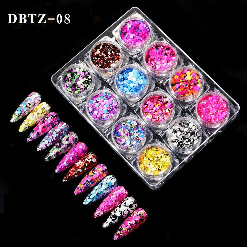 12Jars/set Christmas Holographic Glitter Sequins Colourful Chunky Glitter Nail Art Sequins Mixed-Size Xmas Girl Manicure Glitter