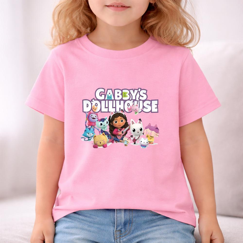 Children Summer Clothing Tshirt+Shorts Gabbys Dollhouse Print Boy Girl Toddler 3-12Yrs Short-Sleeved cool leisure Set