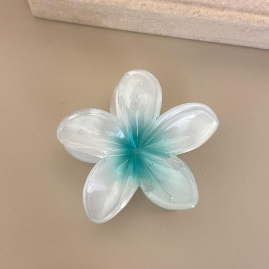 Форма цветка, пляжный отдых, зажим в виде акулы, градиент цвета, противоскользящие зубы, задняя часть головы, сильная ручка, коготь для волос, аксессуары для волос