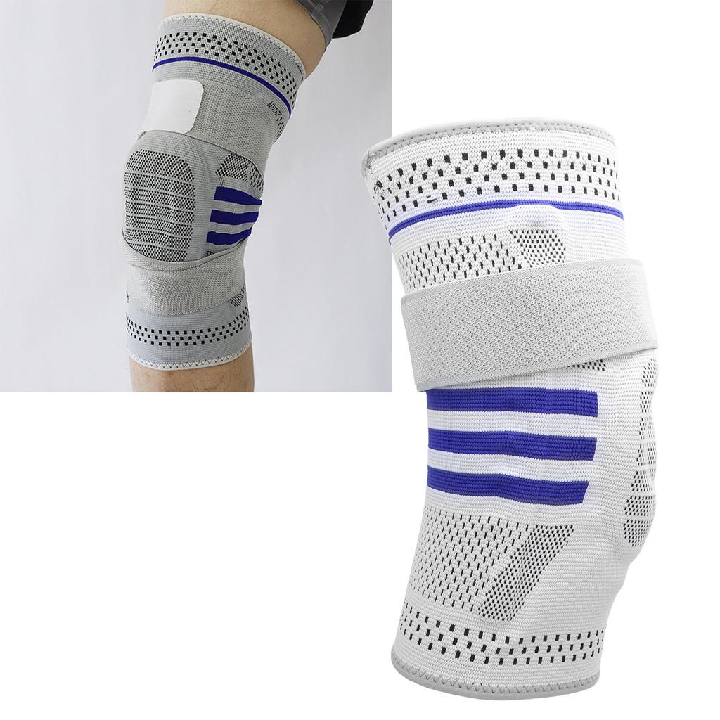 Compression Knee Sleeve Brace Shock Absorption Non Slip Breathable Knee Protector Guard with Silicone Padding for Sports