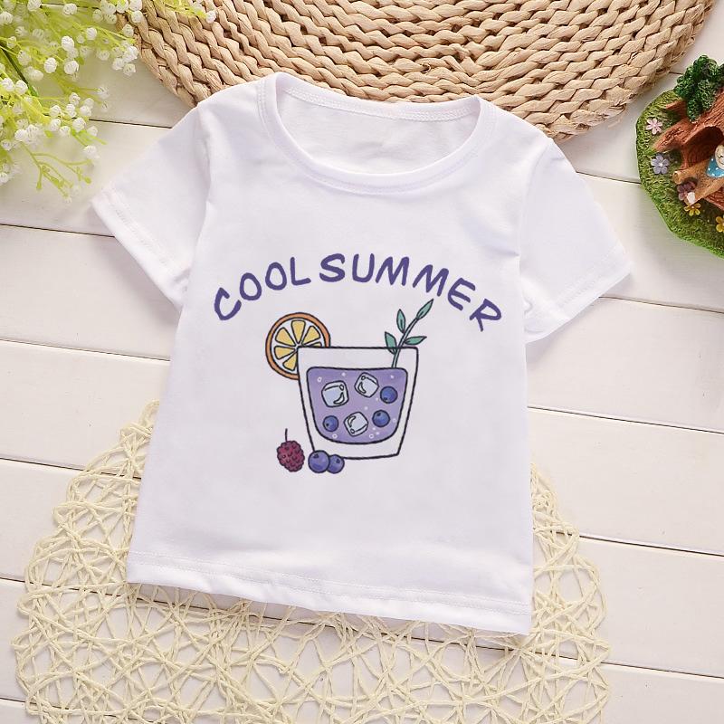 Kids Girl T Shirt Summer Baby Cold Drink Tops Toddler Tees Clothes Children Clothing Cartoon T-shirts Short Sleeve Casual Wear