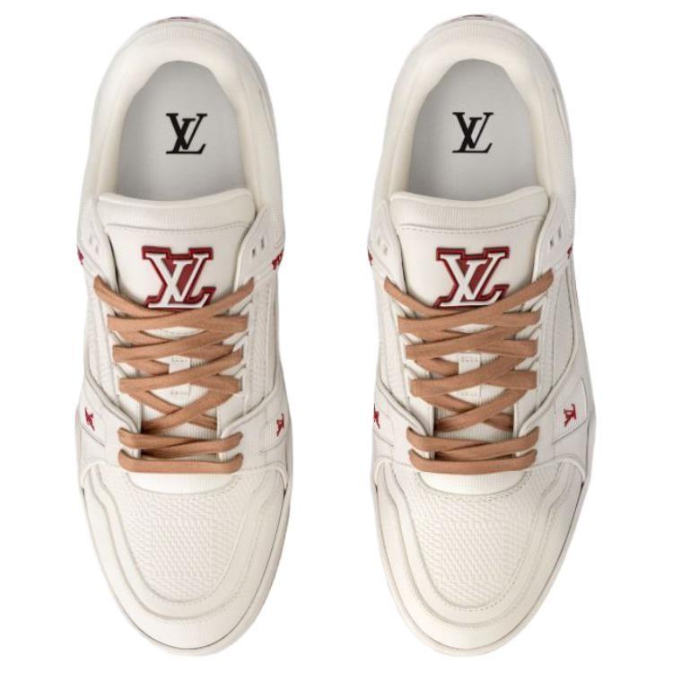 LOUIS VUITTON Trainer Cow Leather Low top Skateboard Shoes Men's White 1AHTS7