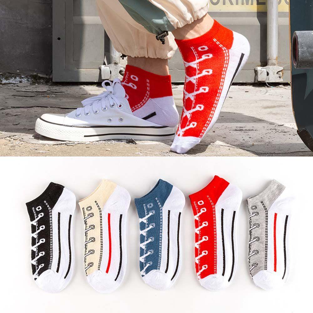 Shoes Pattern Comfortable Casual Cotton Low-top Socks Boat Socks Women Hosiery Men's Short Socks
