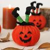 Halloween Decoration Witch Striped Legs Pumpkin Doll Creative Desktop Decor for Party Haunted House Horror Theme Living Room