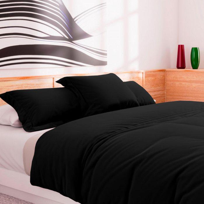 Пододеяльник из хлопка плотностью 57 нитей, 240x220 см Plain black, Soleil d'Ocre