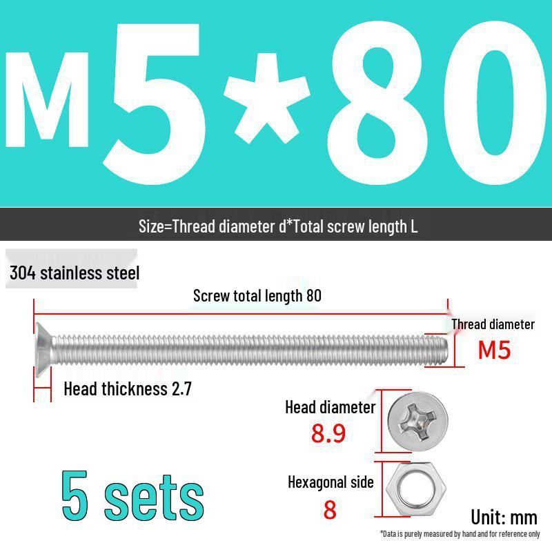 Набор Extra Long Phillips Flat Head Винтов и Гаек из Нержавеющей Стали 304 (2М, 3М, 4М)