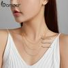 Authentic Gold Color 925 Sterling Silver Basic Cable Chain Necklace Pendant For Women Long Chain Fashion Jewelry Sca016