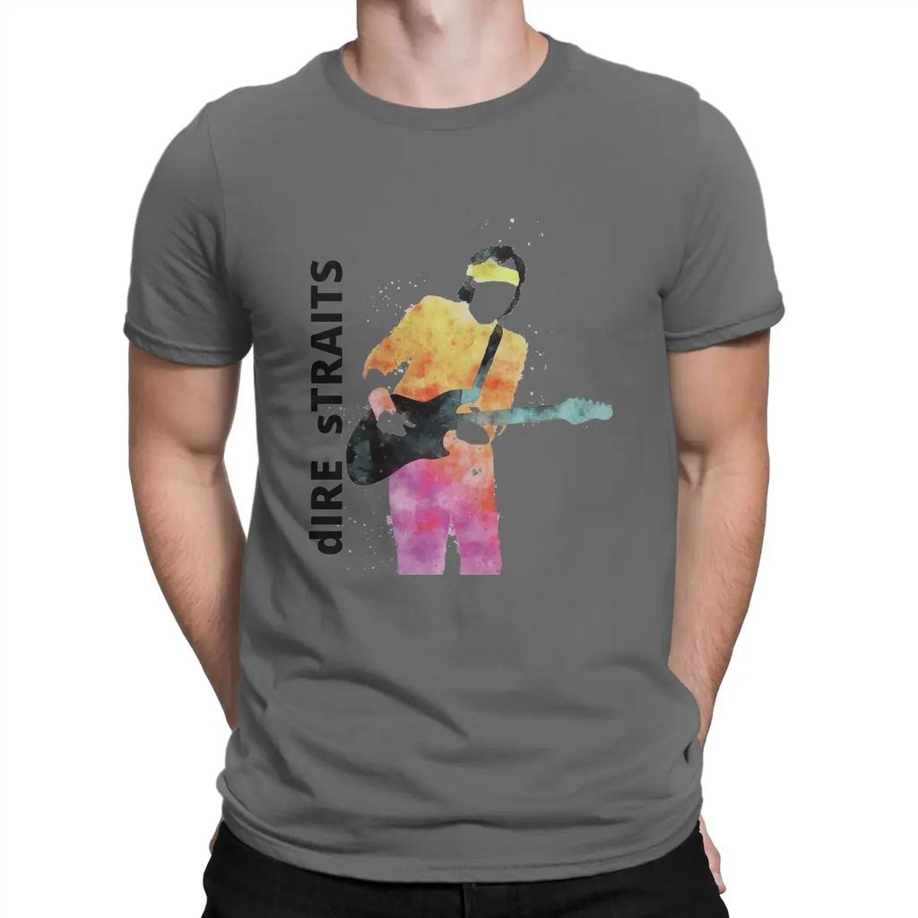 Music T Shirt Men's Cotton Vintage T-Shirt O Neck Dire Straits Band Tees Short Sleeve Tops Graphic