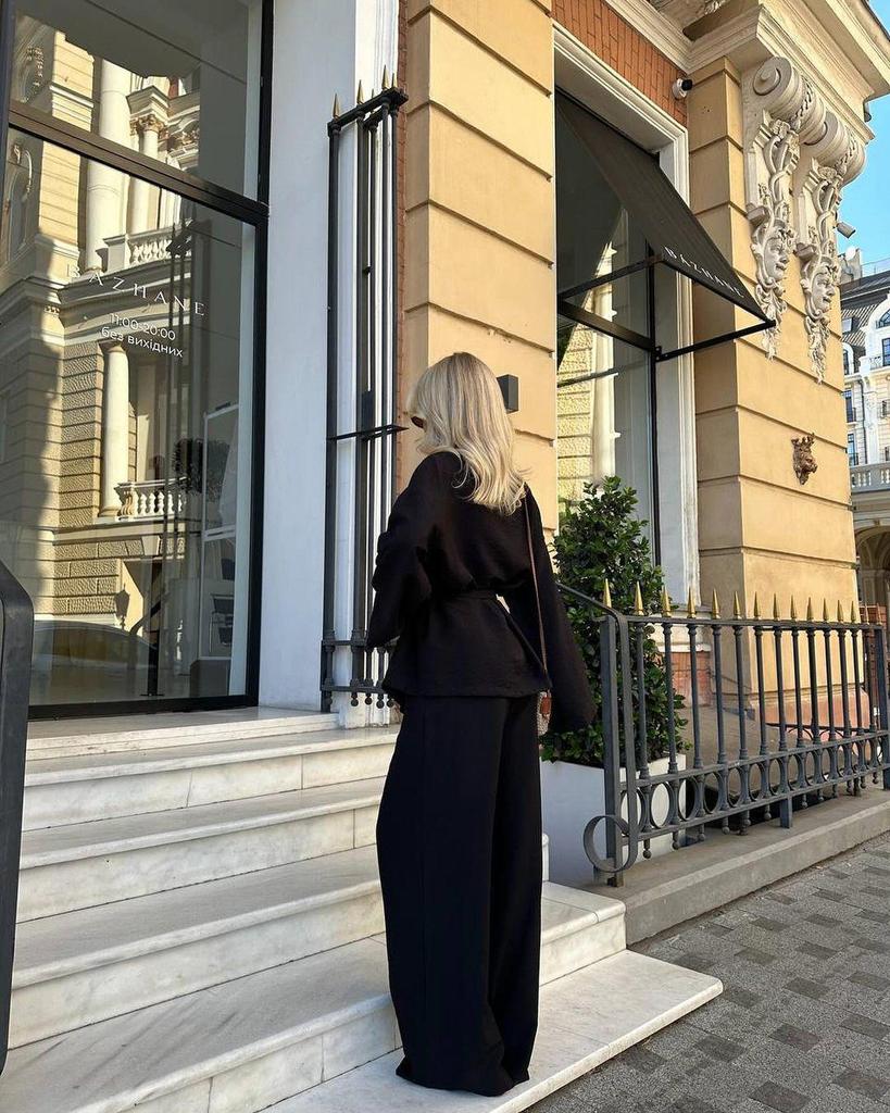 2024 Euro-American Style Autumn/Winter Long Sleeve Stripe Pajama Set - Casual Women's Comfy Pants & Shirt