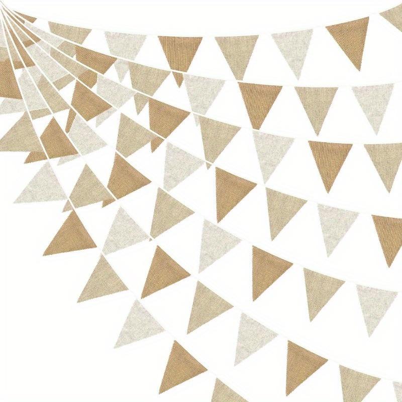 3.6M Burlap Triangle Pennant Flag Linen Bunting Garland Streamers for Birthday Wedding Engagement Camping Rustic Graduation Party Decorations