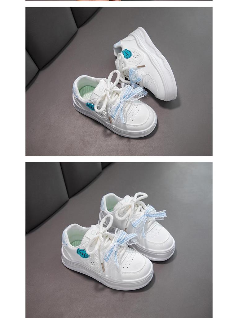 Milky Fufu Spring/Autumn Children's White Skate Shoes - Cute, Versatile, and Comfortable with Thick Soles