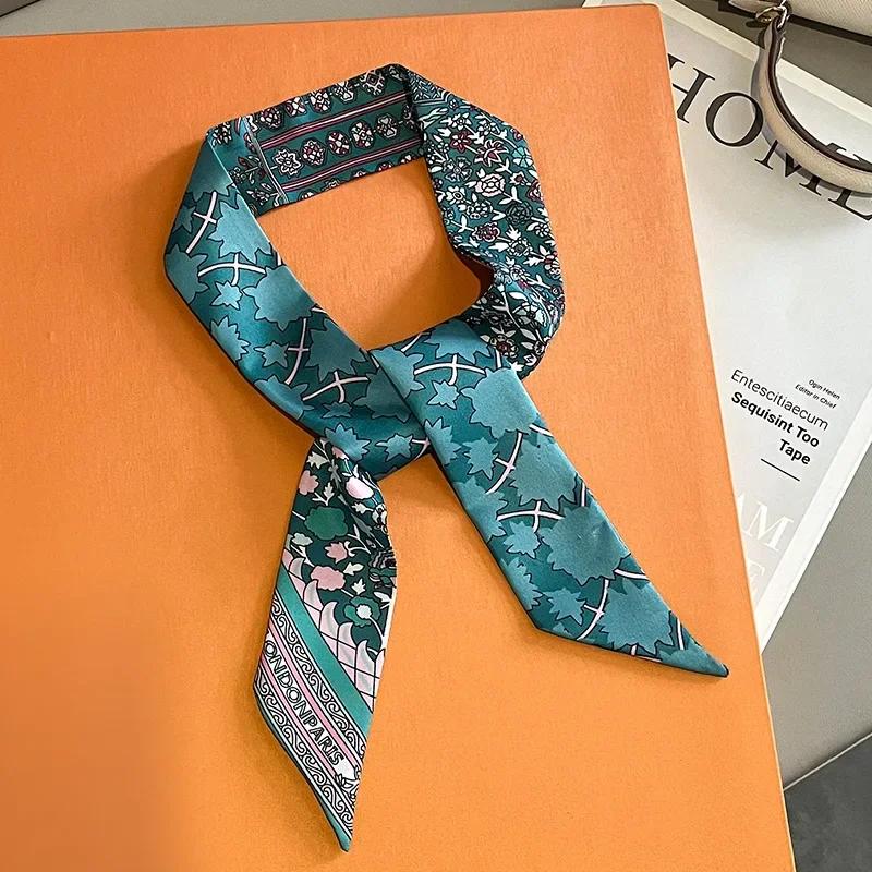 Женский узкий тонкий шарф с принтом лошади, длинный ленточный шарф, ручка для сумки, многофункциональный декоративный шейный платок, резинка для волос